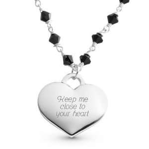  Personalized Black Agate Heart Necklace Gift Jewelry