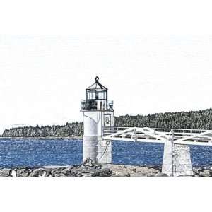 Marshall Point Light   9x12 Colored Print  Kitchen 