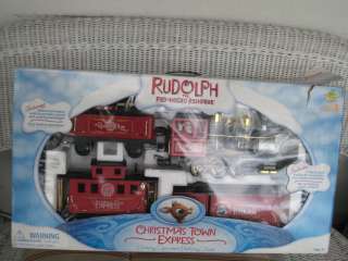 Rudolph the Red Nosed Reindeer Holiday TRAIN SET IN BOX CHRISTMAS TOWN 