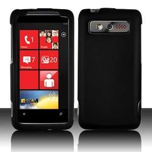 Black Rubberized Hard Case Phone Cover for HTC 7 Trophy  