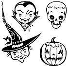 INKADINKADO RUBBER STAMPS CLEAR HALLOWEEN FACES 4 STAMP SET