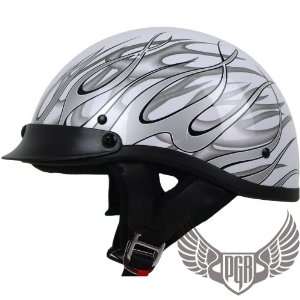   Style Skull Cap DOT Approved (S, Gloss White Silver Fire) Automotive