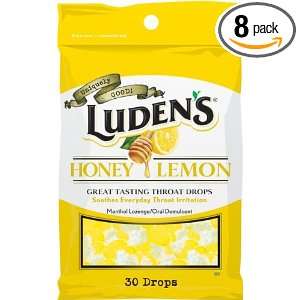   Drops, Honey Lemon, 30 count Bags (Pack of 8)