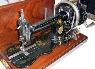 1884 Frister & Rossmann Hand Crank Sewing Machine Fiddlebase Gold 