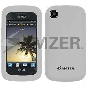 New Amzer Silicone Skin Jelly Case   Transparent White For LG Encore 