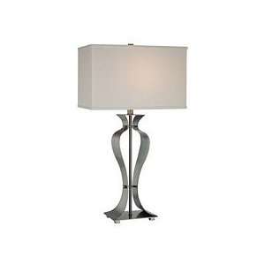 Lite Source Gada 1 Light Table Lamp, Polished Steel Metal Body/Fabric 