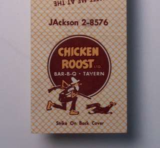 1960s? Chicken Roost Tavern Matchbook Hamilton ON Canad  