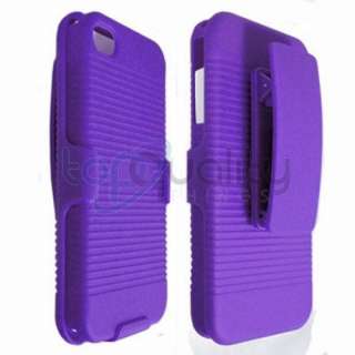 New Purple Belt Clip Shell Holster Case + Stand for Apple iPhone 4 4S 