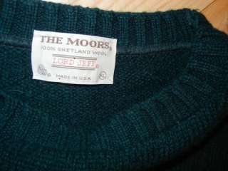 The MOORS Lord Jeff Deep Emerald Green100% Shetland wool knitted crew 