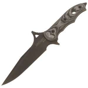 Ontario Knife Company Abaniko 7, Black Linen Micarta Handle, Plain 