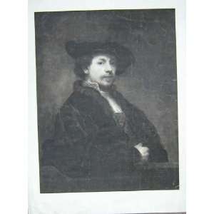  Large Antique Portrait Man Rembrandt Dutch Artist
