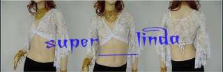 Belly Dance Bolero Lace Top Flared Blouse 10 Color Blue  