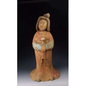  one Painted Pottery Royal Lady Statue, the Funerary Object, Chinese 
