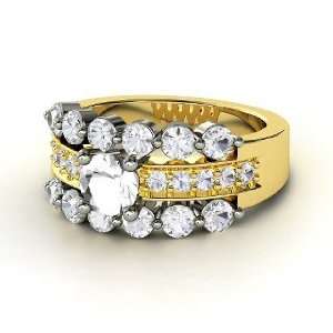  Alexandra Ring, Round Rock Crystal 14K Yellow Gold Ring 
