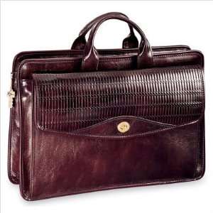 : Jack Georges Sienna Woven Wide Gusset Top Zippered Briefcase Black 