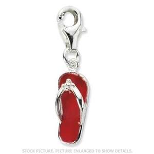   VITA STERLING SILVER RED ENAMELED SANDAL W/LOBSTER CLASP CHARM  