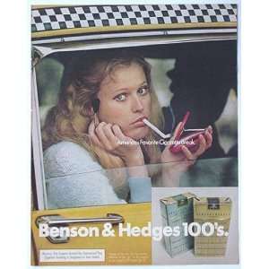  1972 Benson & Hedges Cigarette Woman in Taxi Print Ad 