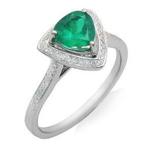  Solitaire Trilliant Cut Diamond Emerald Gemstone Ring in 