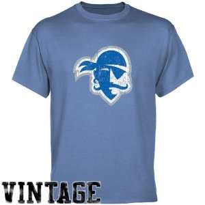 Seton Hall Pirates Light Blue Distressed Logo Vintage T shirt:  