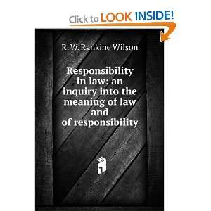  Responsibility in law an inquiry into the meaning of law 
