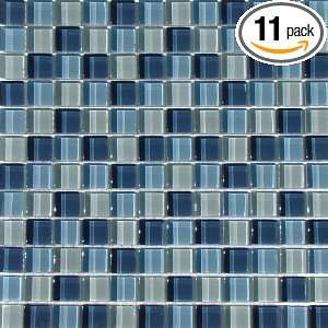  Glass Tile, 1 by 1 Inch Tile on a 12 by 12 Inch Mosaic Mesh, Arctic