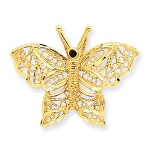  14k Yellow Gold Filigree Butterfly Pendant Jewelry