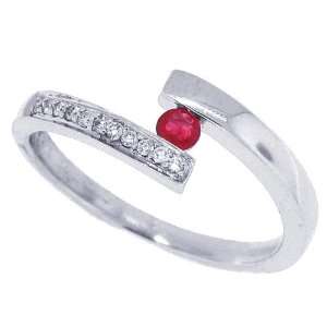  0.13ct Genuine Ruby and Diamond Ring in 14Kt White Gold 5 