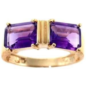  14K Yellow Gold Twin Octagon Ring Amethyst, size7 diViene 