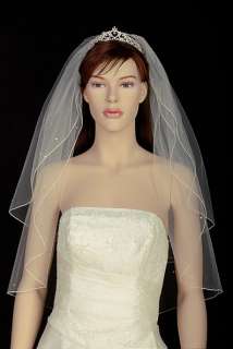 2T White /Ivory Wedding Bridal Veil Rhinestone Tiara ir  