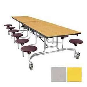  12 Mobile Cafeteria Stool Unit With Plywood Top, Yellow 