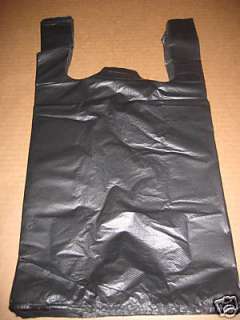 100 10x6x18 Black T Shirt Plastic Shopping Bags  