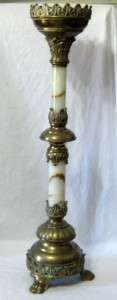 ANTIQUE ORNATE BRASS & MARBLE 25 CHURCH ALTAR CANDLE HOLDERS  