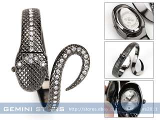 Fashion Crystal Snake Bangle/Bracelet Hidden Face Lady Jewelry Party 