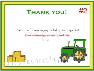 20 GREEN FARM TRACTOR Birthday Thank You Cards Notes  