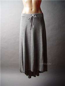 HEATHER Gray Minimalist Tail Hem Long Maxi Skirt M  