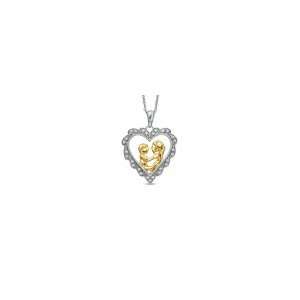 ZALES Diamond Motherly Love Scalloped Heart Pendant in Sterling Silver 