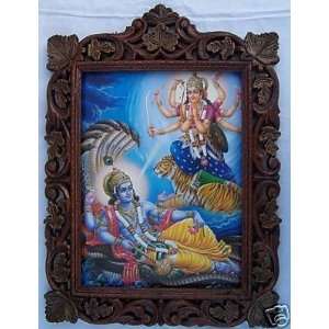  Hindu Religious Vaishano Devi Pic in Wood Frame 