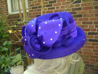 CAPTIVATING! Purple Wool Felt Fancy Dress Church Hat  