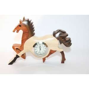   Crafted Wood Horse Collectible Mini Clock: Daniel Mohsin: Toys & Games