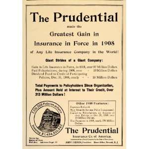  1909 Vintage Ad Prudential Insurance Rock of Gibraltar 