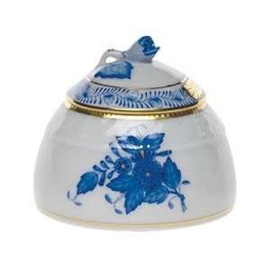  Herend Chinese Bouquet Blue Honey Pot With Rose Lid
