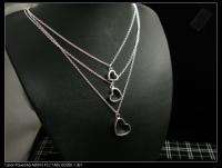 HTN85 silver 3 chains hearts fashion charm necklace  