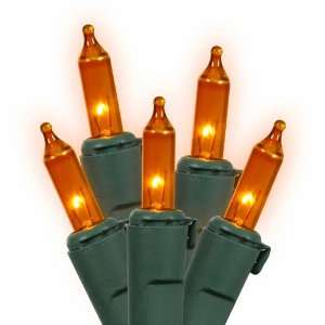   : Set of 50 Amber Mini Christmas Lights   Green Wire: Home & Kitchen