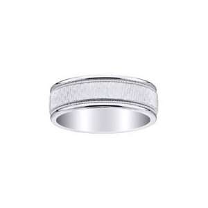  18K White Gold Textured Milgrain Wedding Ring: Jewelry