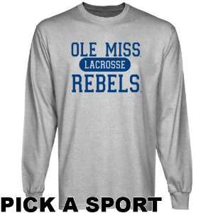  Ole Miss Rebels Ash Custom Sport Long Sleeve T shirt 