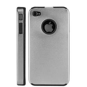 Aluminium Metal Hard Case Cover With Soft Side Design For iPhone 4 (AT 