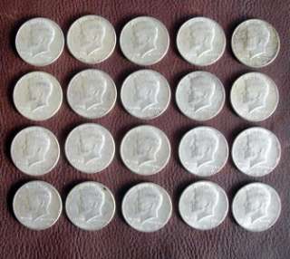 Roll (20) mixed 1964 Kennedy Half Dollars AU 90% Silver ~ nice coins 