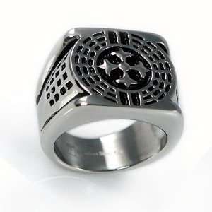  Stainless Steel Mens Legion Cross Ring (11) Automotive