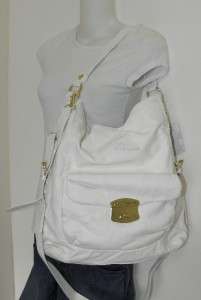 NEW MARC FISHER CELEBRITY BUCKET WHITE CONVERTIBLE HOBO TOTE BAG W/D 