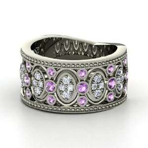 Renaissance Band, Sterling Silver Ring with Amethyst & Diamond